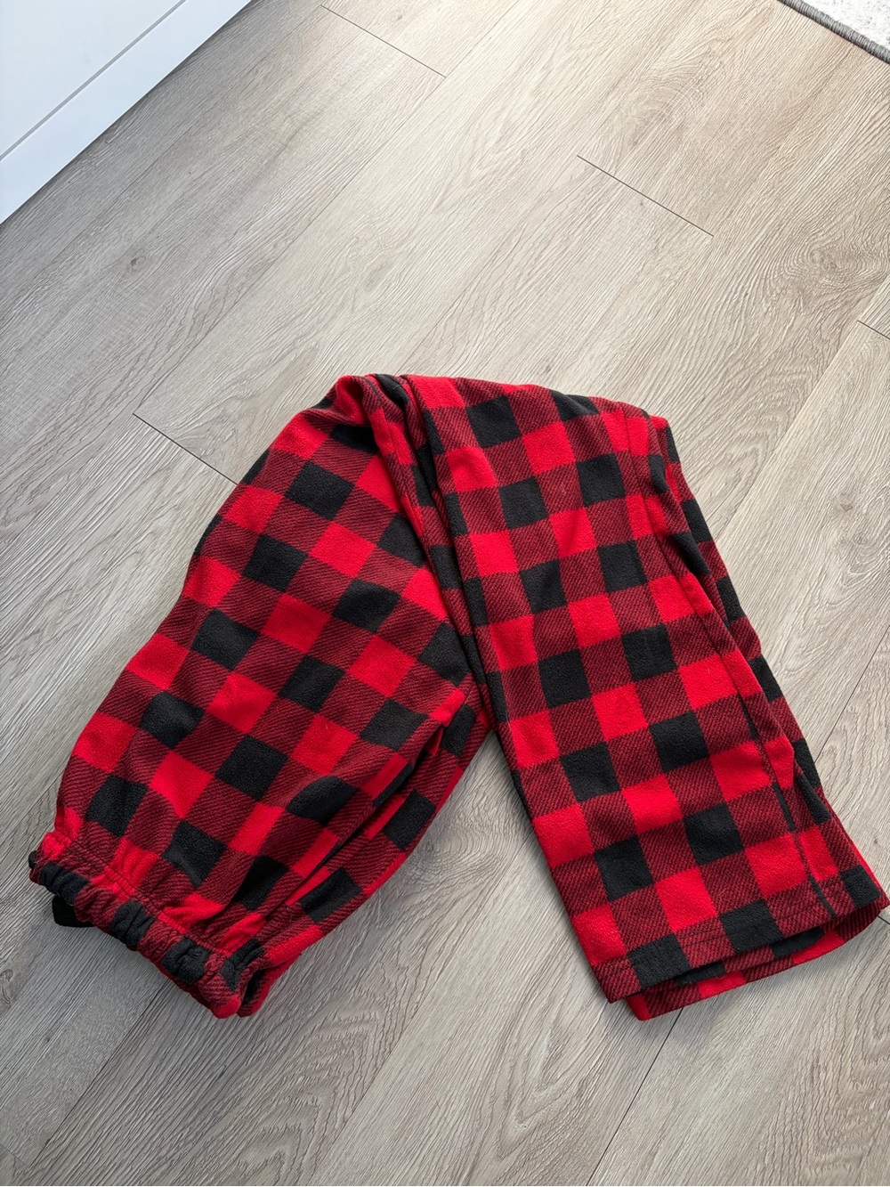 Kids Red and Black Buffalo Plaid Fleece Pajama Pants